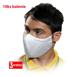 Higienske bombažne maske, trislojne, SAFER WHITE, 10 kosov