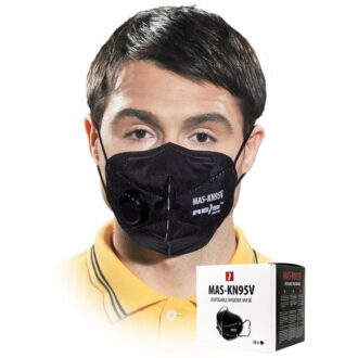 Higienska maska KN95, črna, z ventilom, 5-slojna, 10 kosov