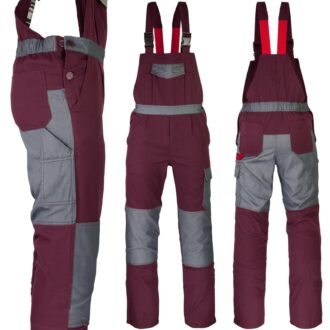 Delovne hlače z naramnicami DELUX BURGUNDY