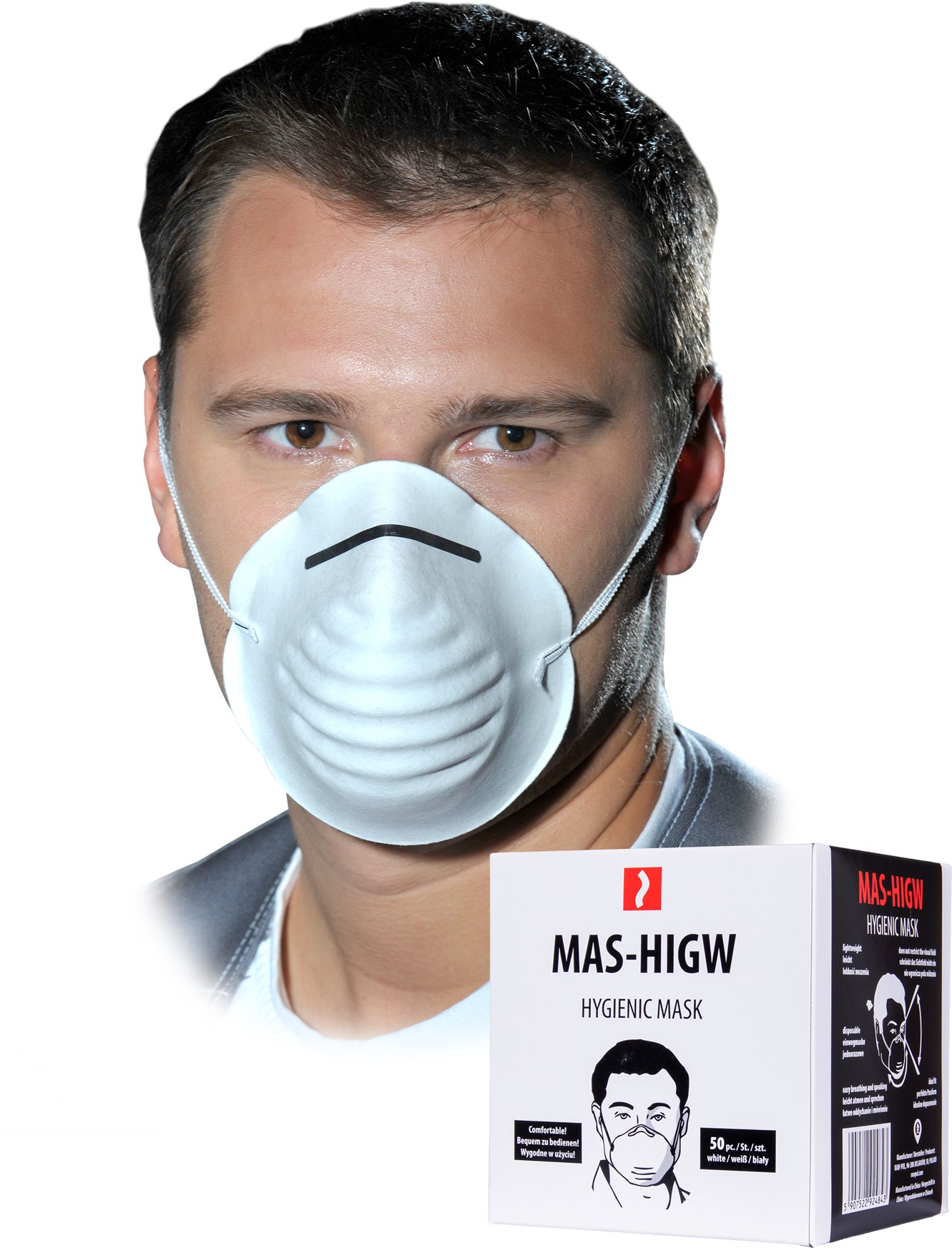 Bele higienske maske iz polipropilena HIG, 50 kosov Bele higienske maske iz polipropilena HIG, 50 kosov