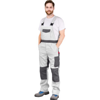 Delovne hlače z naramnicami DELUX WHITE
