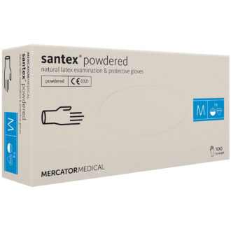 Diagnostične lateksne rokavice, 100 kosov, MERCATOR Santex®, s pudrom in teksturo
