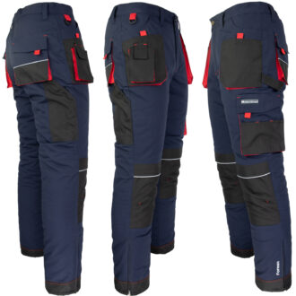 Zimske delovne hlače do pasu PROFI NAVY RED