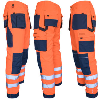 Odsevne delovne hlače PROFI HIVIS NAVY ORANGE