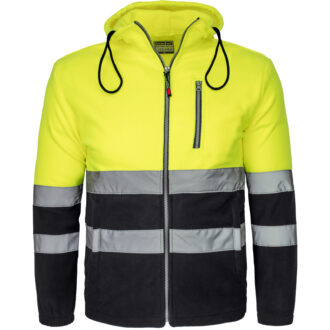 Odsevni pulover iz flisa s kapuco HIVIS HOOD BLACK