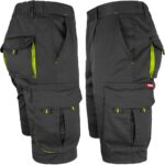 Ženske delovne kratke hlače z elastanom FRAULAND BLACK YELLOW