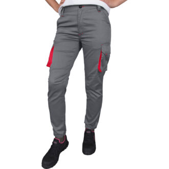 Ženske delovne hlače z elastanom FRAUJOG GREY RED