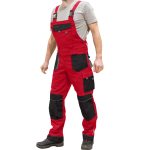 Delovne hlače z naramnicami PROFI COOL RED 2.0