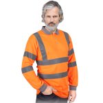 Odsevna delovna polo majica z dolgimi rokavi FLUO ORANGE